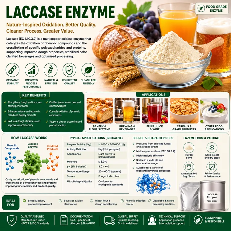 Laccase food enzyme food additive ingredient illustration