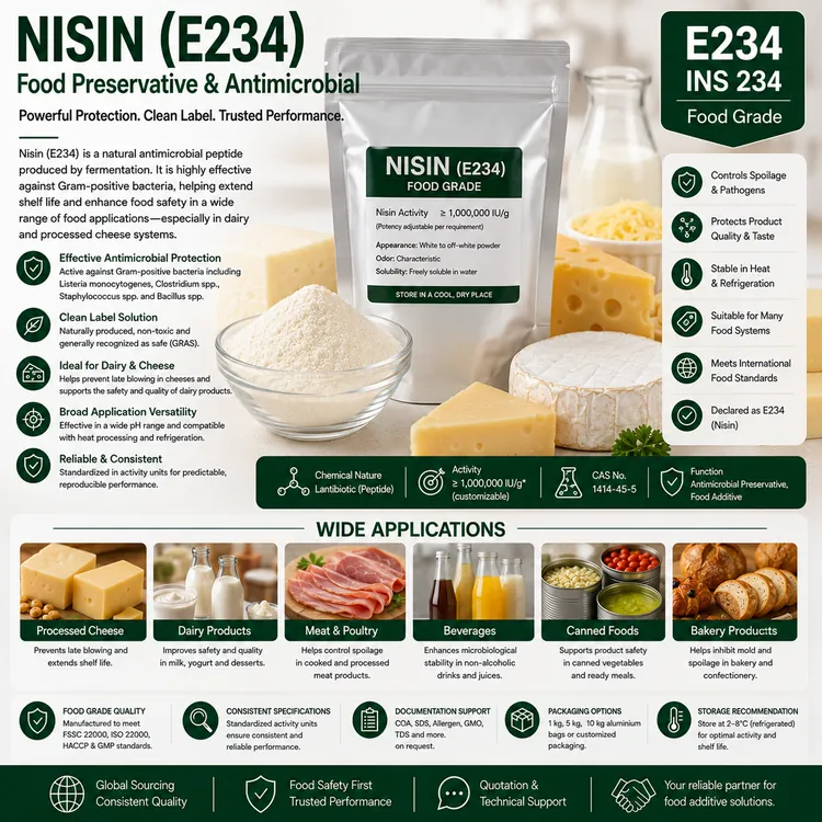 Food-grade Nisin E234 antimicrobial preservative ingredient
